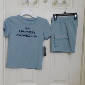 NWT 2pc Under Armour Blue Shirt & Cargo Shorts Set sz 5 6 or 7